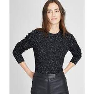 Old Navy size L black crew neck long sleeve soft knit sparkle sweater slim fit